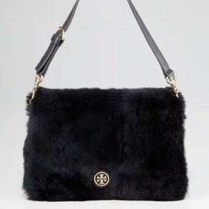 🎶🖤TORY BURCH🖤🎶BLACK RABBIT FUR & LEATHER PURSE